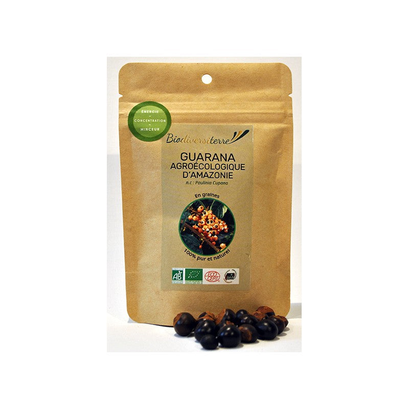 50g de graines de Guarana bio de souche sauvage AEA certifié biologique par Ecocert