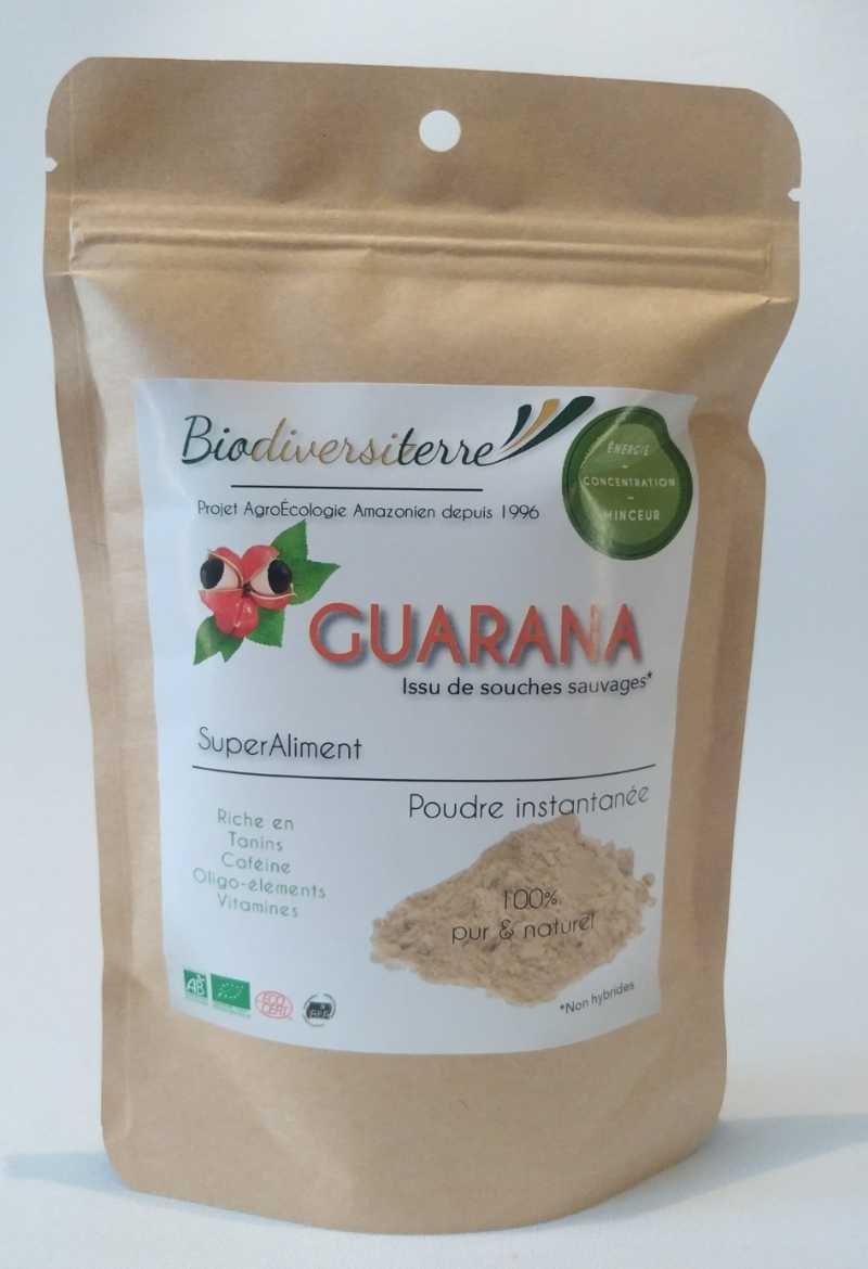 200g de poudre de Guarana bio de souche sauvage liane A.E.A. certifié biologique par Ecocert