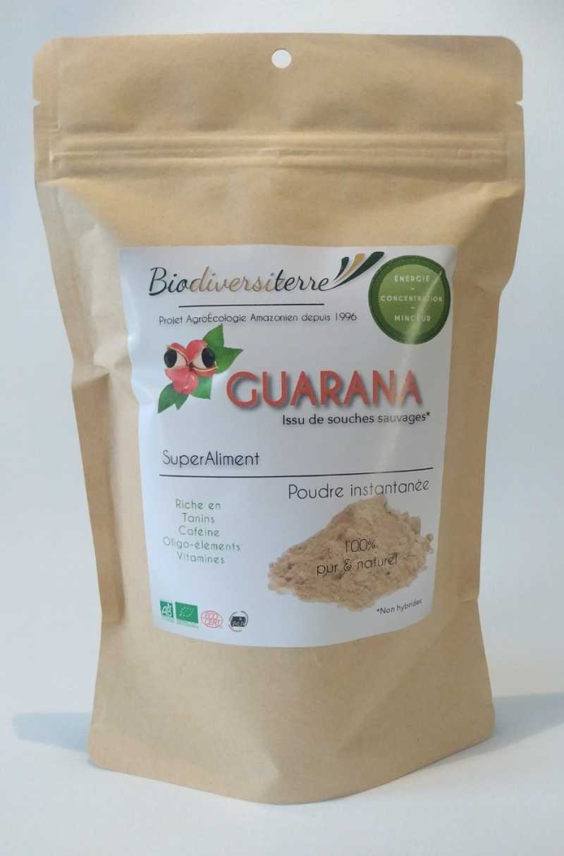 400g de poudre de Guarana Bio de souche sauvage, AEA certifié Biologique certifié par Ecocert