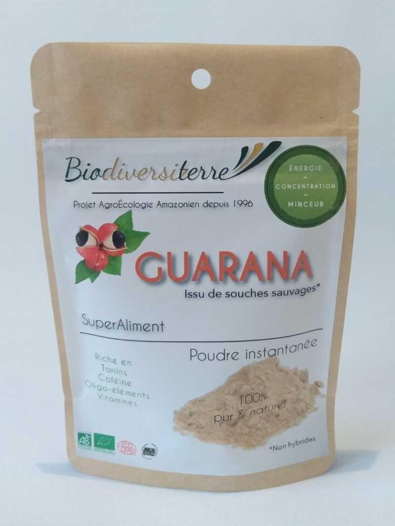 50g de poudre de Guarana bio de souche sauvage, A.E.A. certifié biologique par Ecocert