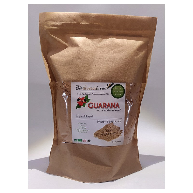 1kg de poudre de Guarana de souche sauvage, A.E.A. certifié Biologique par Ecocert
